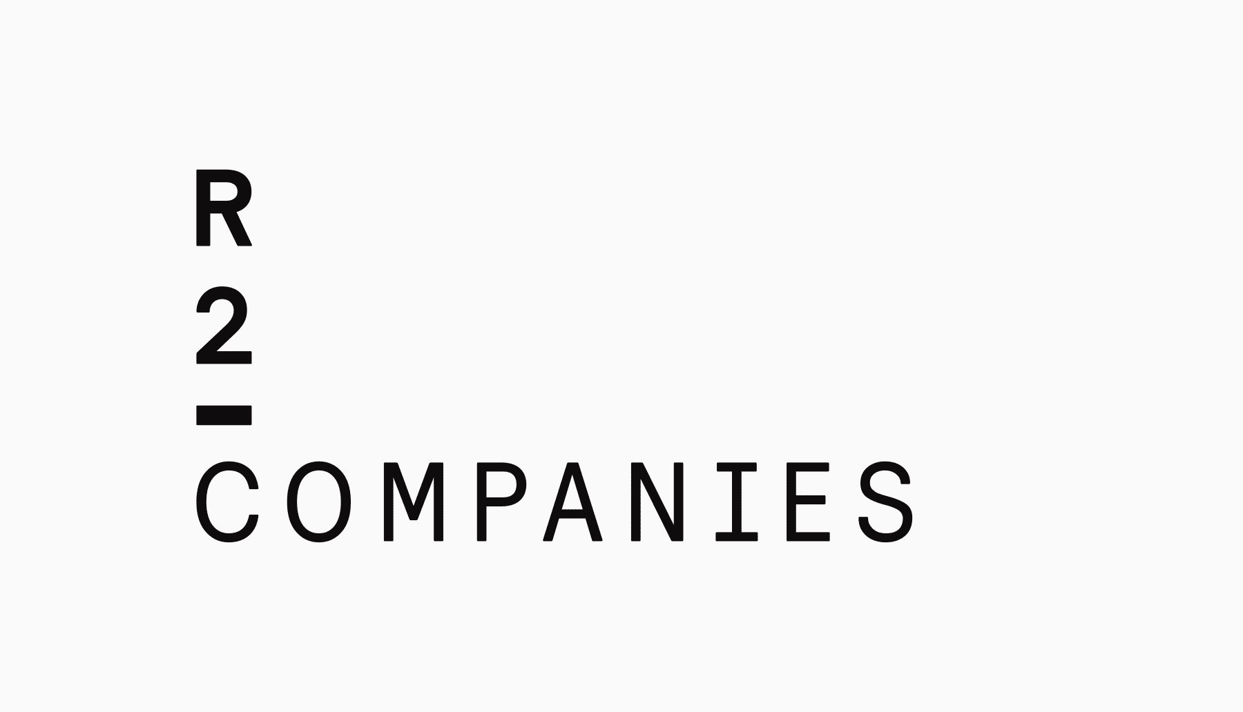 R2 logo animation showing the variety of service names attached to the logo. R2 Companies, Core, Creative, Development