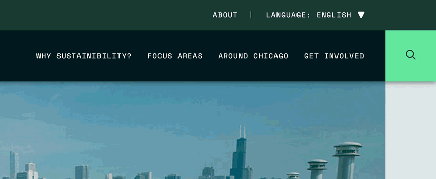 Animation of language drop down rollover